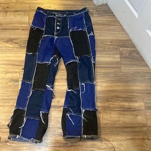 Blue/Black Patch Jeans